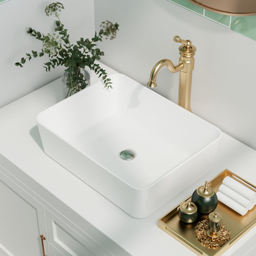 DeerValley 475mm x 375mm Ceramic Rectangular Countertop Basin Bathroom Sink White 375mm W