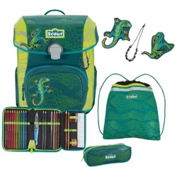 Scout Schulranzen-Set Neo Exklusiv Superflash Extreme Lizard, 4-teilig
