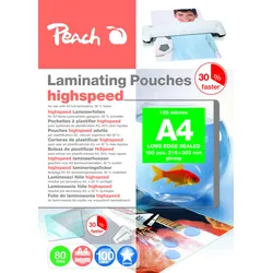 Peach Laminierfolie A4 | 80 mic | 100 St. | HighSpeed | geeignet für alle A3 Laminiergeräte | PP580-22