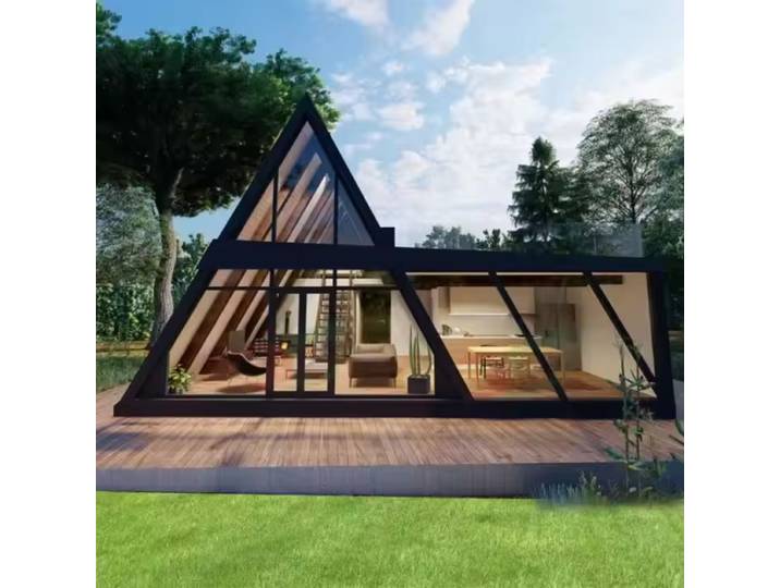 Maisonnette modulaire préfabriquée en forme de triangle, cabane en bois portable, villa extérieure, maison mobile de luxe