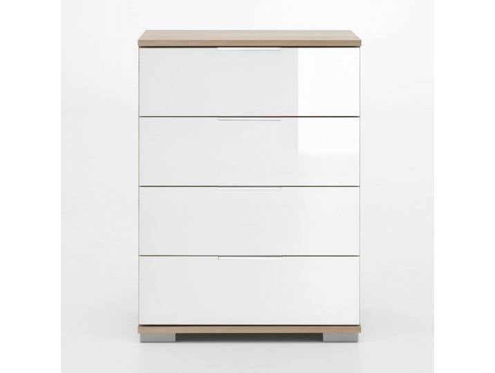 Wimex Easy Plus Nachtkommode - Eiche sägerau Nachbildung, Glas weiß Modern