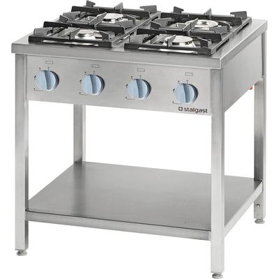 Stalgast Edelstahl Gasherd Serie 700 - G20, 4-Brenner (3,5+5+2x7), 800 x 700 x 850 mm (BxTxH)