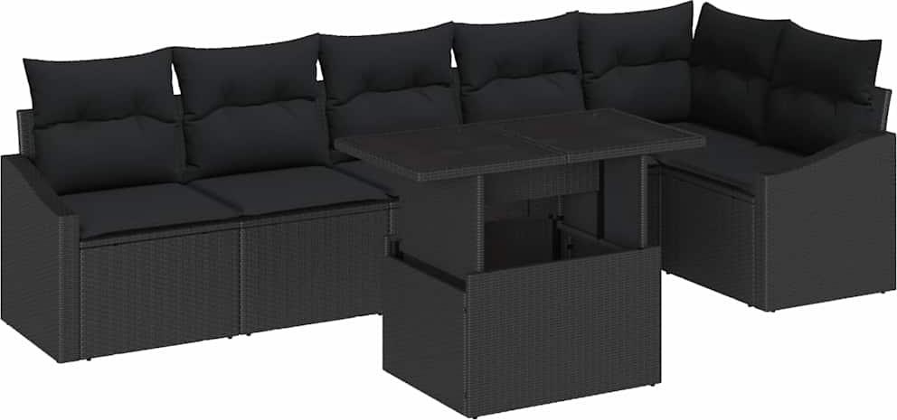 vidaXL Garten-Sofa-Set 7 stk. Schwarz