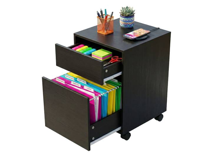 Rollcontainer mit Hängeregister Schwarz