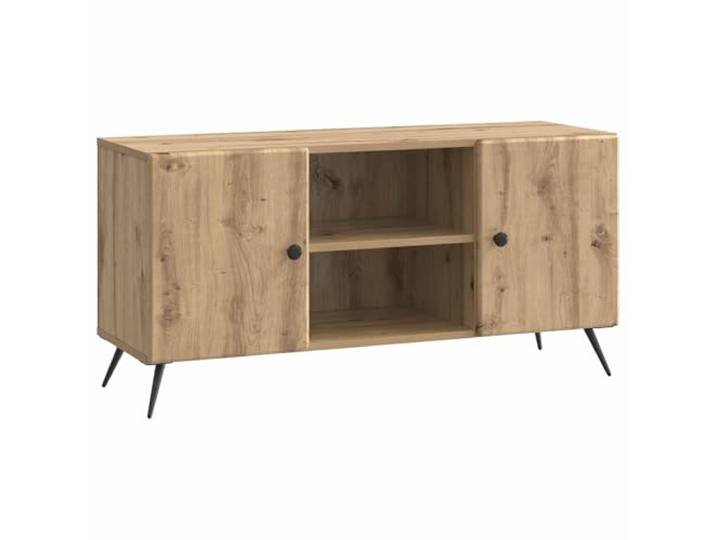 KTHLBRH TV-Schrank 102 x 34,5 x 50 cm Eiche handgefertigt Entertainment-Center, TV-Ständer, offene Regale, geschlossene Fächer, Hochglanz-Finish, moderner Stil