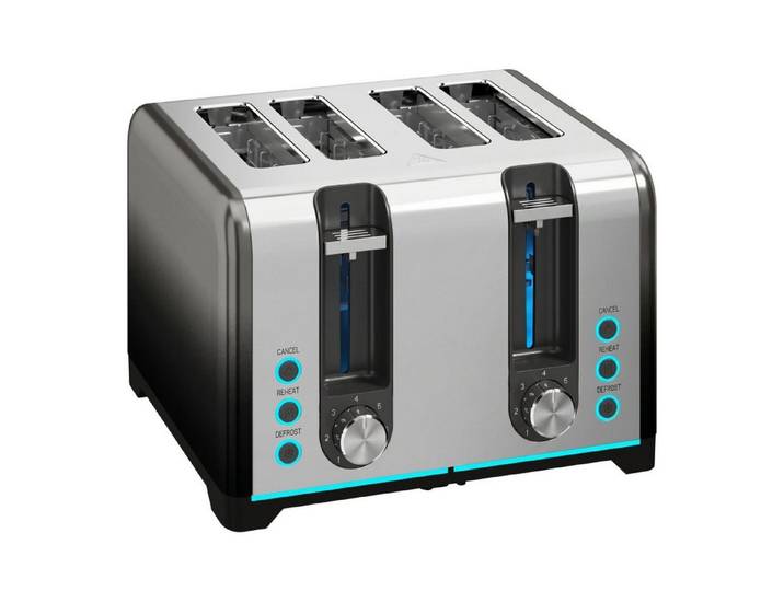 FELIXLEO Frühstücks-Set 4-Scheiben-Toaster 7 Bräunungsstufen Aufwärmen Auftauen Abbrechen (1-tlg)