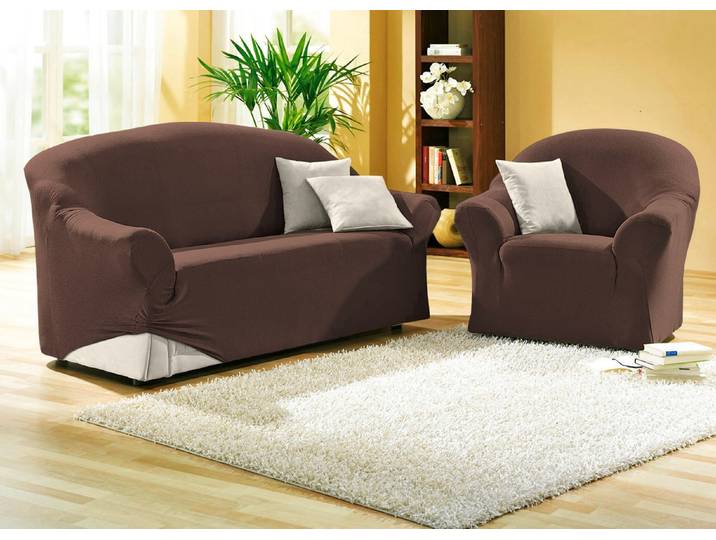 Schützende Stretchbezüge für Sessel und Sofa, Braun, Größe 101 (Sessel-Bezug)