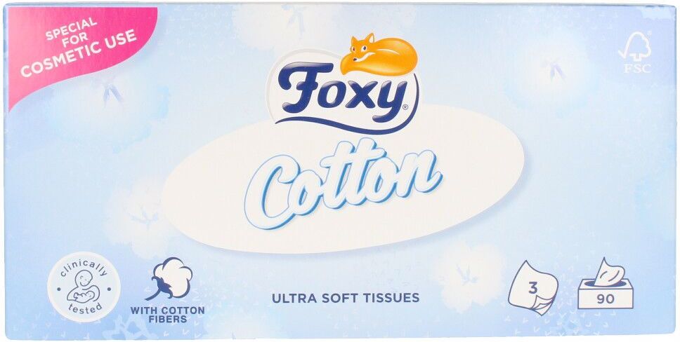 Foxy Facial Cotton pañuelos ultra suaves 90 u
