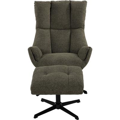 Relaxsessel DUO COLLECTION "Pruna", braun (waldgrün), B:77cm H:110cm T:83cm, 100% Polyester, Sessel, Relaxsessel, 360 drehbar mit Rückholfunktion, Wippmechanik, inkl. Hocker
