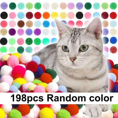 Uplift Picks Colorful Plush Cat Toy Balls Bulk Pack For Interactive Training Chewing Chasing Indoor Play Fun 198 Pcs