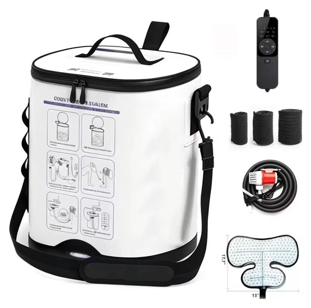 Kältetherapie-Eismaschine - Tragbares Kaltkompressionsgerät - Eiswasserzirkulation - Für Knie und Schultern - 5 Stufen - 15-60 Minuten - 220-240 V EU-Stecker - Eisenweiß