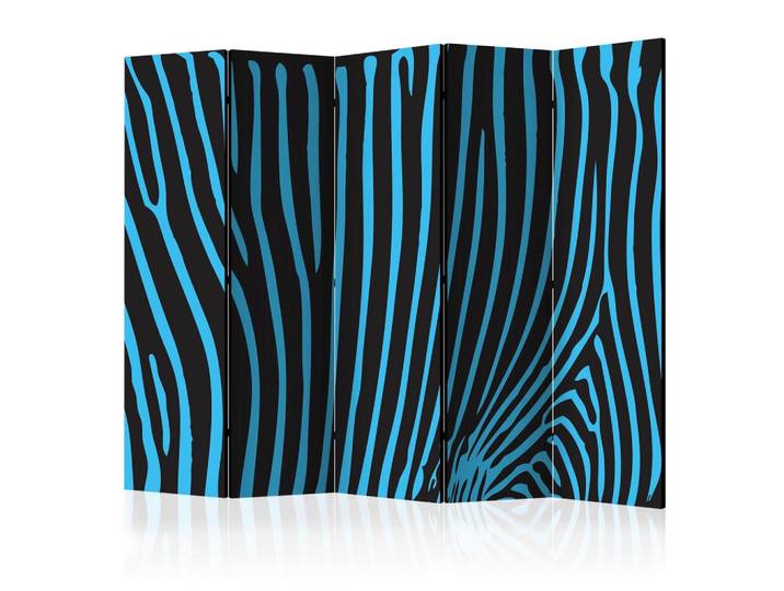 Paravent Zebra Pattern Blau/Schwarz
