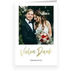 Dankeskarte Hochzeit: Schick mit Fotos in Weiß
