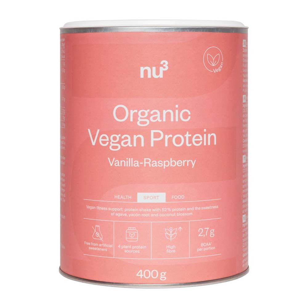 nu3 Bio Vegan Protein Shake, Vanille-Himbeere 400 g Pulver
