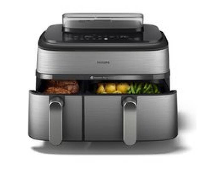 Airfryer Philips Série 5000 Double Panier Vapeur NA555/00 Argent/Métal