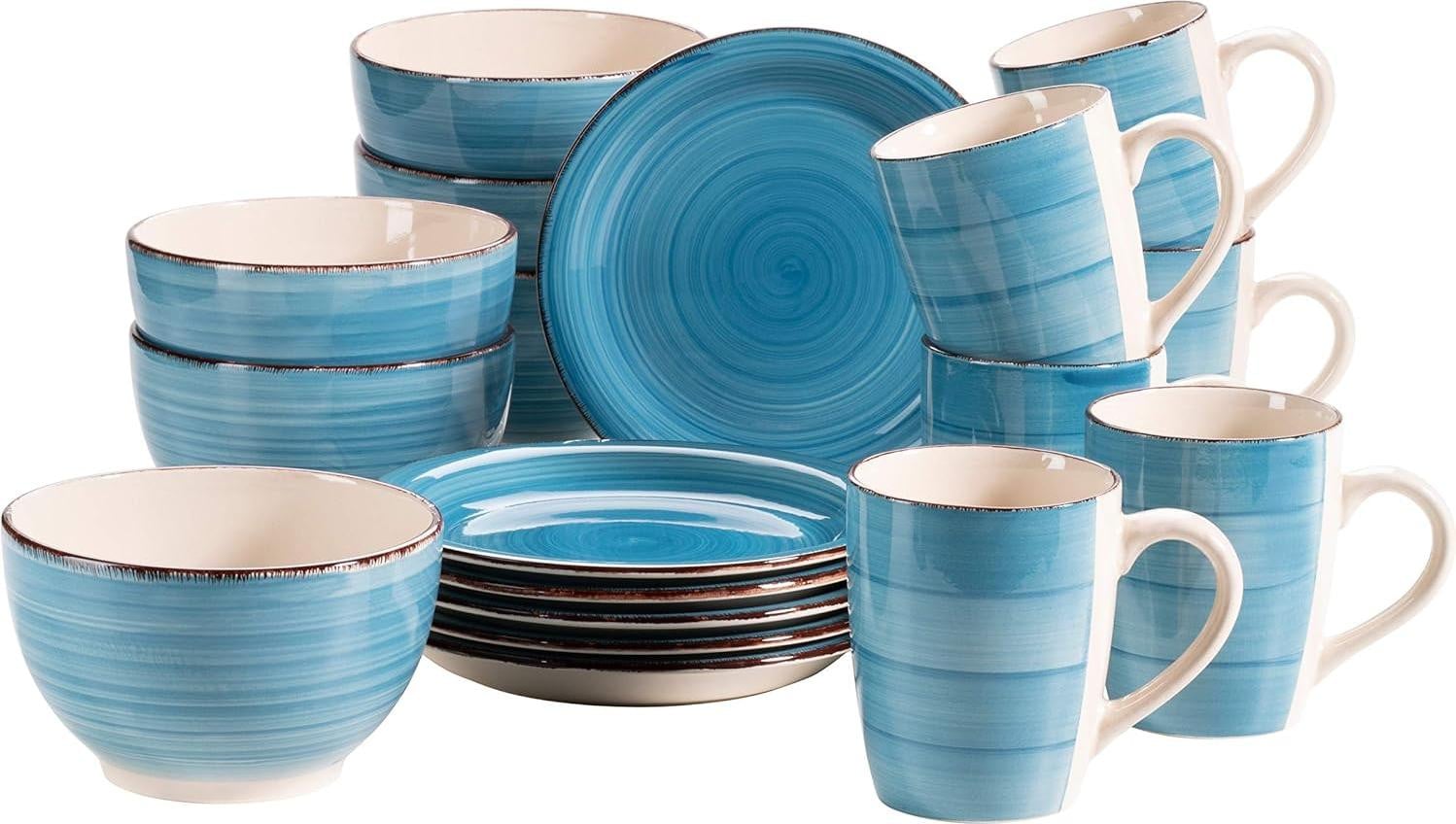 Blauwe keramische servetset voor 6 personen