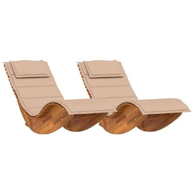 vidaXL Sonnenliege mit Kissen 2-Person 2 pcs Braun Massivholz Akazie