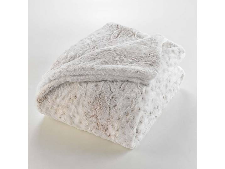 Plaid doublé en imitation fourrure polyester/fourrure blanc 220 x 1
