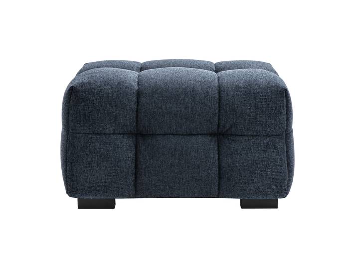 Pouf repose-pieds design en tissu effet velours texturé bleu foncé CORTO