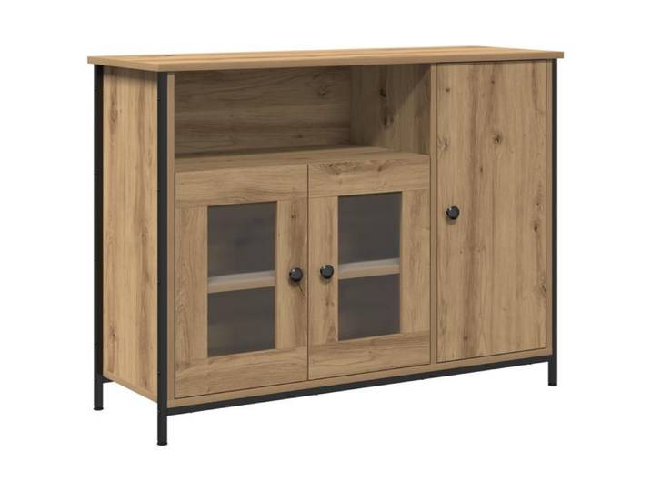Buffet en chêne artisanal - vidaxl - 100x35x75 cm - Beige - 3 portes - Bois d'ingénierie - Finition texturée