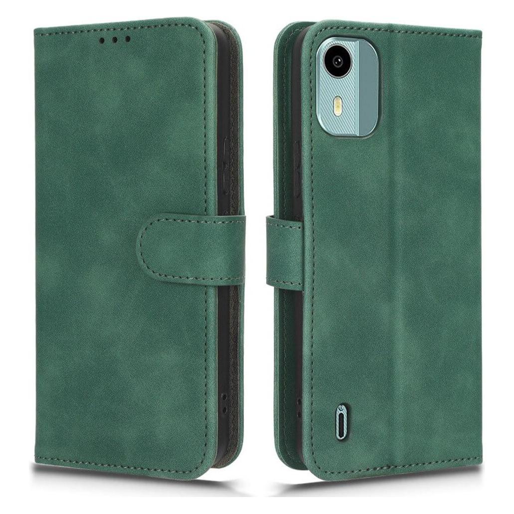 Cover-Discount Nokia C12 - Leder Etui Hülle grün (Nokia C12) (660137386C)