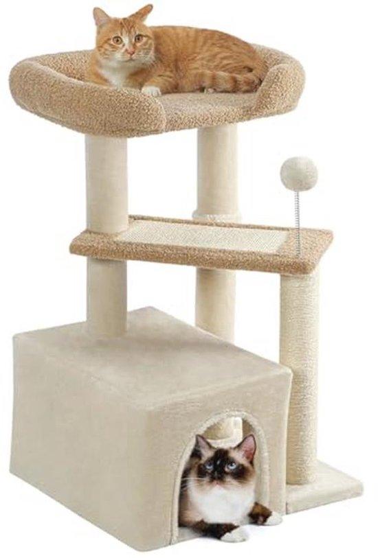 Katzenbaum für Innen mit Kratzbaum und Rückzugsort - Für kleine und mittelgroße Katzen