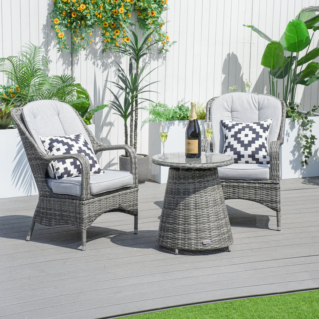 ClassicLiving 2 - Person Patio Dining Set with Round Table , Cushions Included Gray 2