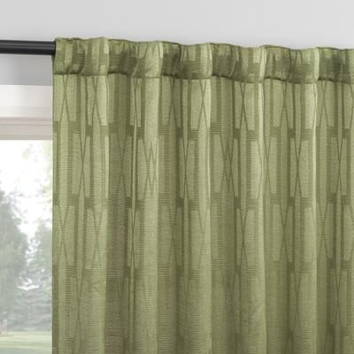 No. 918 Dover Tonal Geometric Semi-Sheer Back Tab 1-Piece Curtain Panel, Single Panel