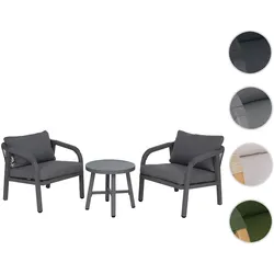 Aluminium Lounge-Set HWC-P82, Gartengarnitur Balkon-Set Stuhl Tisch, Stoff/Textil (220g/m2) ~ dunkelgrau