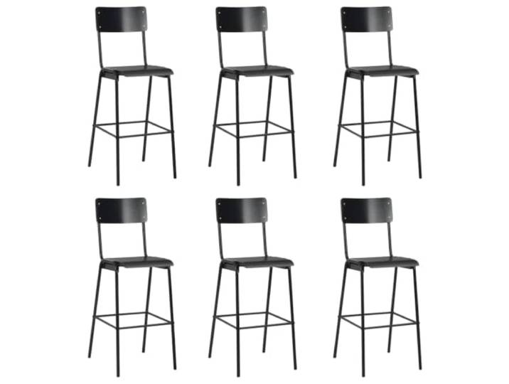 VIHHQGC Barhocker 6 STK. Schwarz Massives Sperrholz Stahl Stapelbar, Pflegeleicht, Pulverbeschichtete Stahlbeine, Belastbar bis 110 kg, Vielseitig Einsetzbar