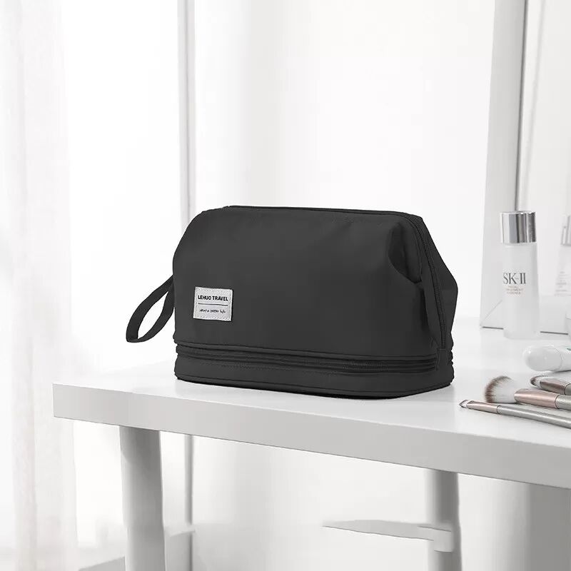 INF Reise-Kulturbeutel - Kosmetik-Organizer aus Oxford-Gewebe Schwarz
