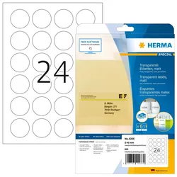 HERMA Verschlussetiketten A4 transparent Ø 40 mm rund extrem stark haftend Folie matt 600 St.