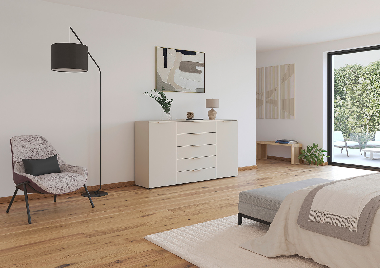 home24 Dressoir Flipp, beige, Breedte: 180 cm