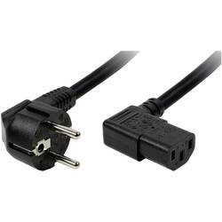 LogiLink Strom Anschlusskabel [1x Schutzkontakt-Winkelstecker - 1x Kaltgeräte-Stecker C13] 2.00 m Schwarz CP103