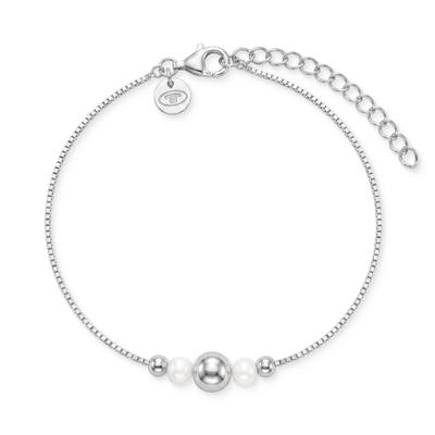 Armband TOM TAILOR "Perle", silber (silberfarben, weiß), Armbänder, Damen, 20cm, Perlen Silber 925 (Sterlingsilber), Perlen, Silber 925 (Sterlingsilber), Armband, mit Süßwasserzuchtperle