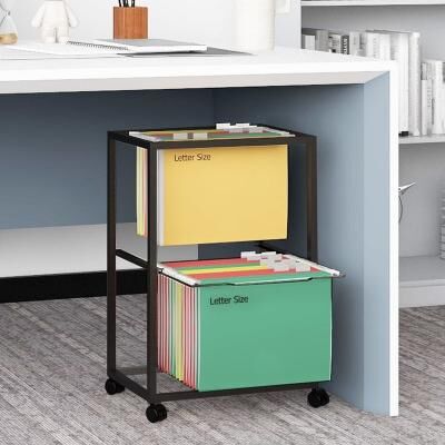 No "Tiers Metal Rolling File Carts with Wheels - 10""D x 16.4""W x 21.3""H"