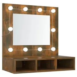 Helloshop26 - Spiegelschrank mit LED-Beleuchtung 60 x 31,5 x 62 cm geräucherte Eiche 02_0006660