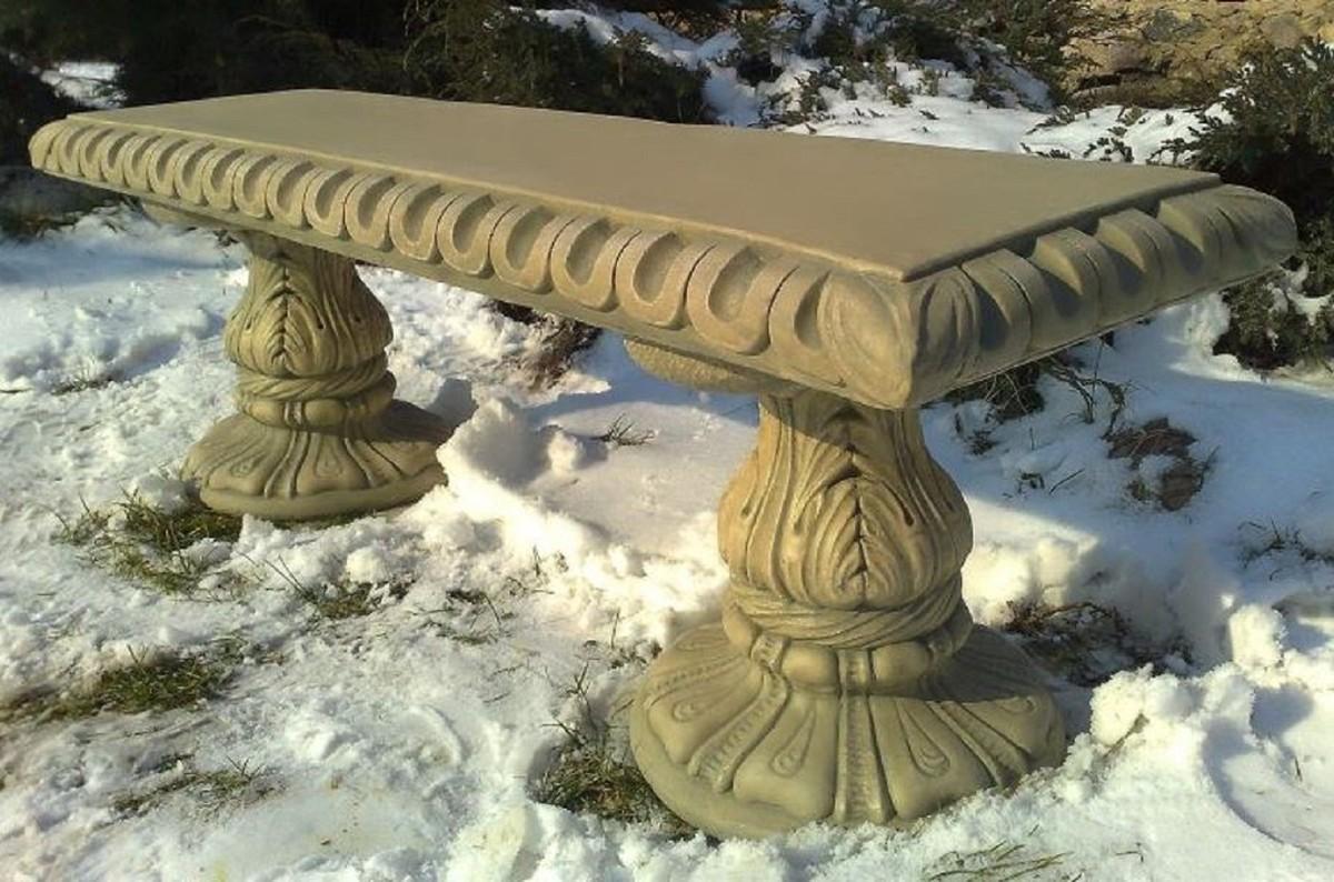 Casa Padrino Jugendstil Gartenbank Beige 140 x 38 x H. 48 cm - Garten & Terrassen Sitzbank mit wunderschönen Verzierungen - Jugendstil Garten & Terrassen Möbel