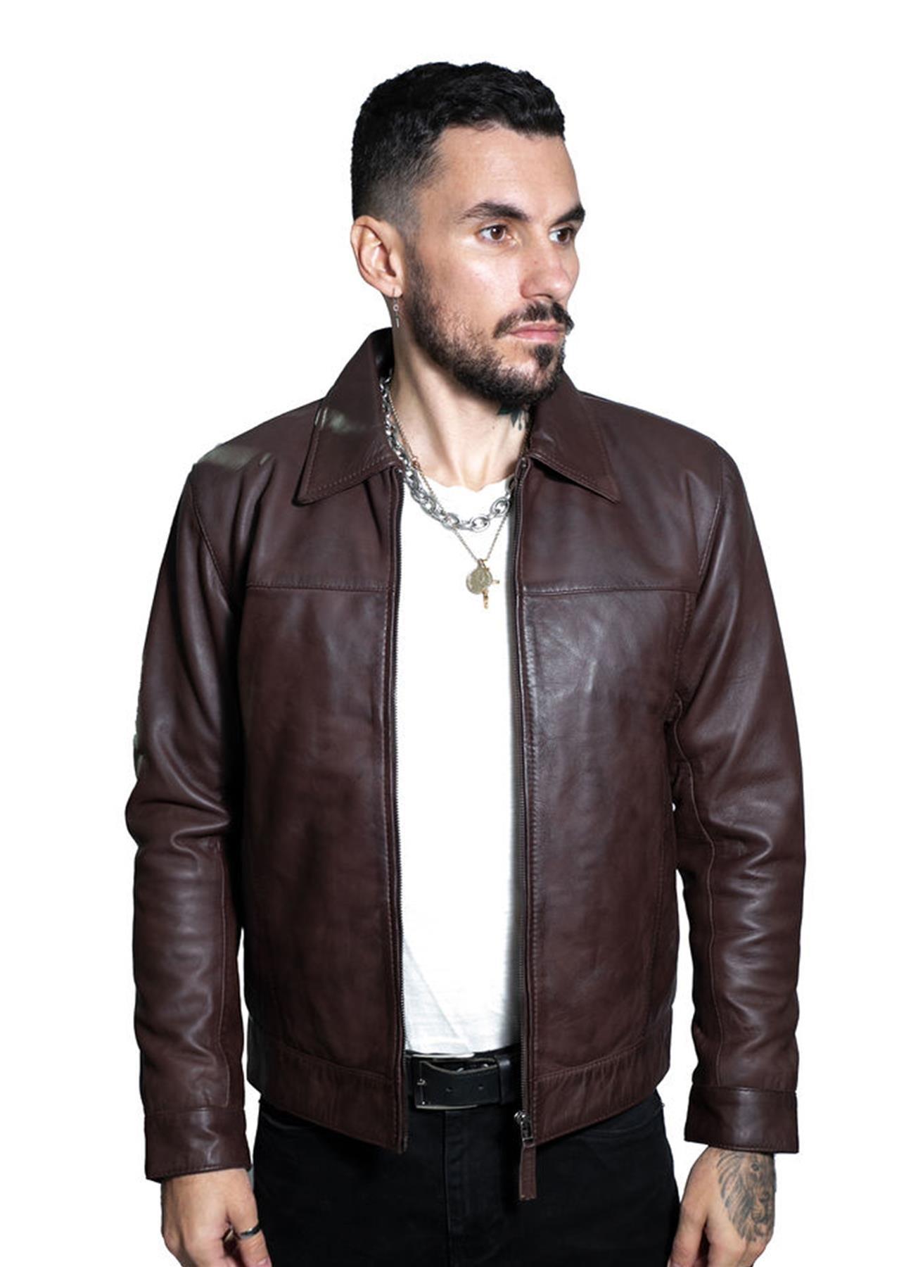Herren Leder Harrington Jacke-Shanghai