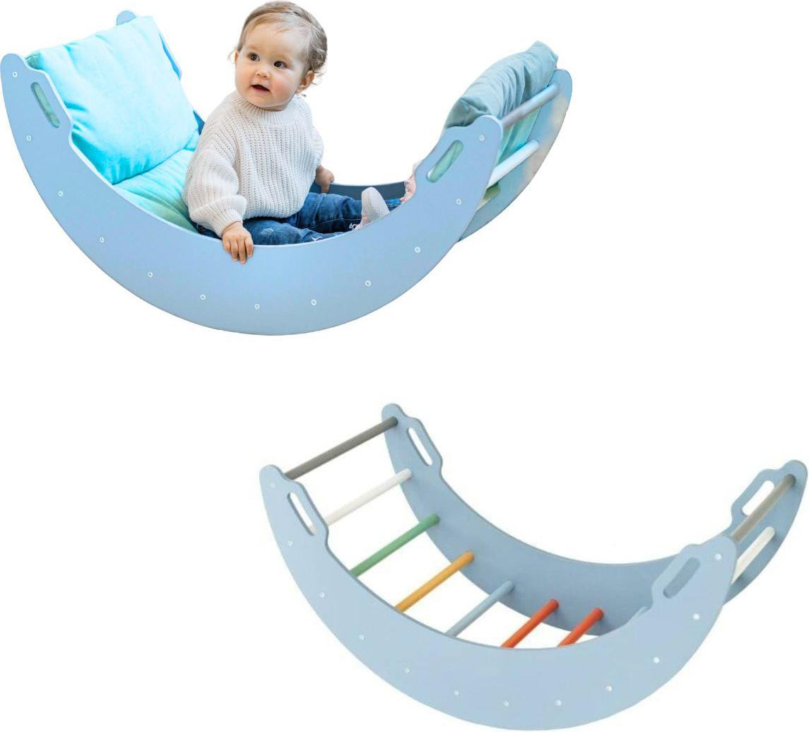Monkey-Gym Klimrek van hout model Moon Montessori klimdriehoek met schommelplank
