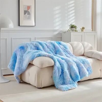 Shop Station Luxury Mink Fleece Blanket With Double Lamb Fleece Plush For Sofa, Bed & All Season Comfort blue 39.37 59.06 In