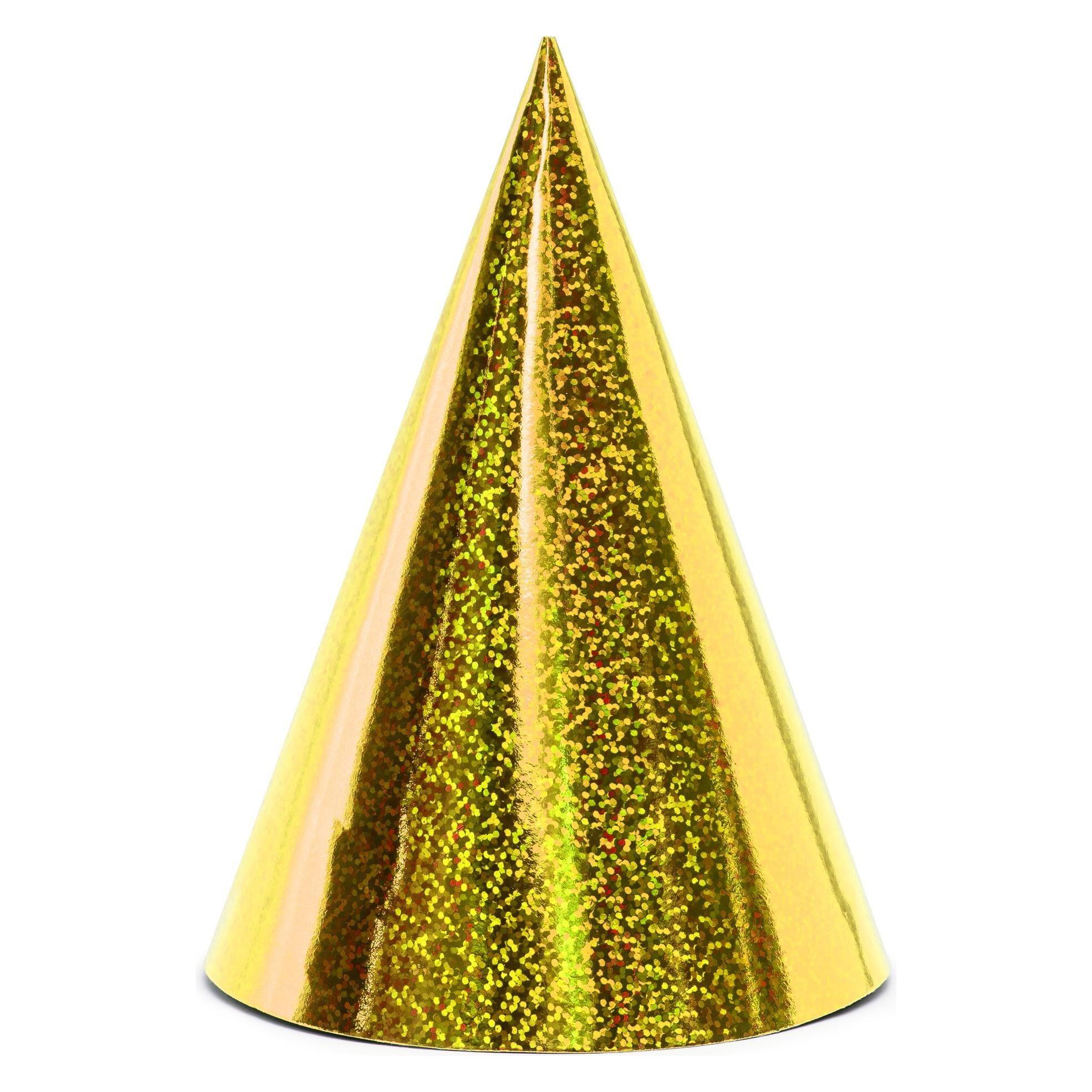 Partydeco Partyhüte holografisch Gold, 16 x 10 cm, 6 Stück (6 Stk.) (CZAP6-019)