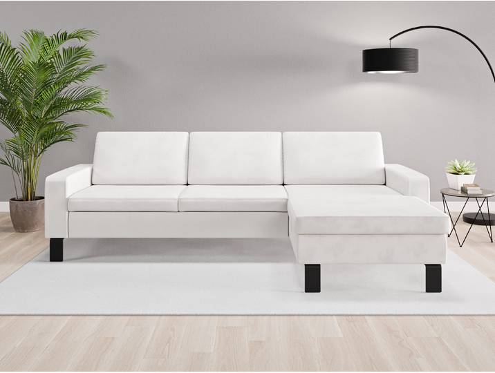 Ecksofa Rio Nr. 1 rechts - Weiß (Cremeweiß) - Vintage Velours