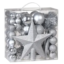 Deuba Casaria Weihnachtskugeln Christbaumschmuck 77tlg. Silber