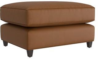 Juliana Leather Ottoman - Saddle Leather, Saddle Flannel - Ballard Designs