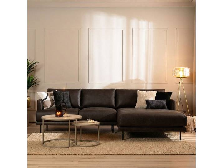 Bronx71 Ecksofa Denver Leder anthrazit rechts