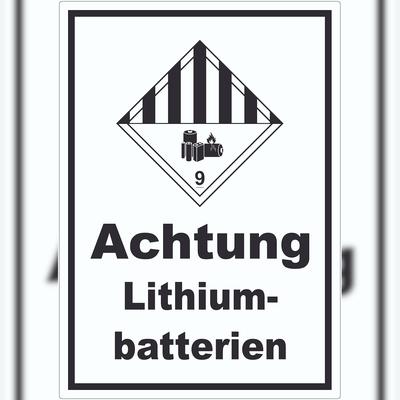 HB-Druck Aufkleber Achtung Lithiumbatterien Gefahrgutklasse 9a A1 (594x841mm)