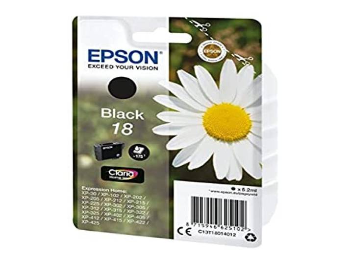 Epson 18 Pâquerette Noir\, Cartouche d'encre d'origine\, XP-30 XP-102 XP-202 XP-205 XP-212 XP-215 XP-225 XP-302 XP-305 XP-312 XP-315 XP-322 XP-325 XP-402 XP-405 XP-412 XP-415 XP-422 XP-425 235M252