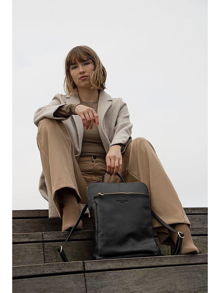 Christian Laurier Leder-Rucksack "Capucine" in Schwarz - (B)23 x (H)23 x (T)6 cm - onesize