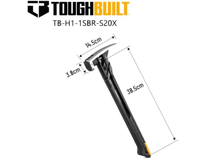 TOUGHBUILT TB-H1-1SBR-S20X/S24X Antichoc Acier Marteau Poignée En Caoutchouc Magnétique Clou Rainure Marteau Choc Arrêt Outils À Main